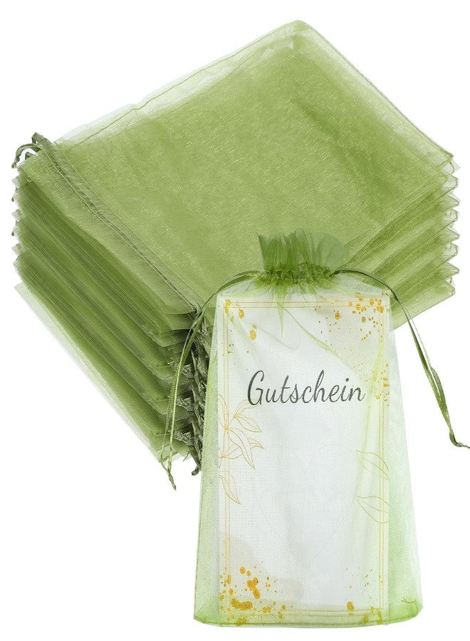 Alrhso 50Pcs Sage Green Party Favor Bag Organza Drawstring Bags 5''X7'' Olive Green Mesh Gift Bags Fruit Protection Netting Bag Draw String Packaging Bages for Fruit Wrap Candy Jewelry Festival - Image 1